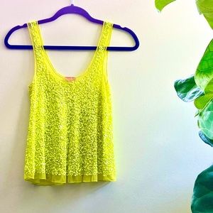 Yellow/greenish sequin tank top, fits beautiful